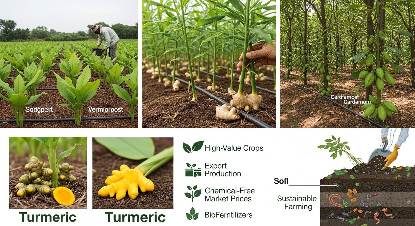 Organic Spice Farming (Turmeric, Ginger, Cardamom)